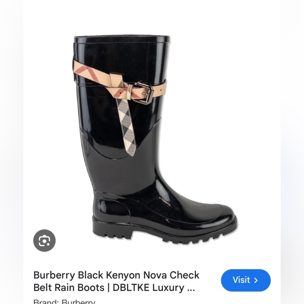 Burberry black rain boots Kenyon nova check belt - Picture 2 of 10